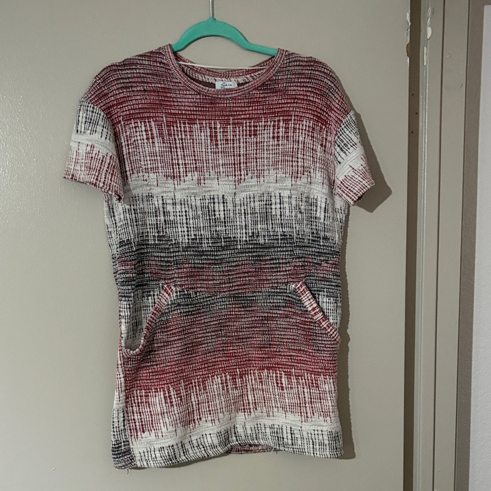 Zara Red and Black Knit Mini Dress